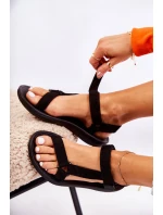 Damskie Zamszowe Sportowe Sandały Czarne Harris