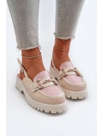 Sandały Damskie Na Płaskim Obcasie Z Ozdobą Beżowe D&A MR38-656