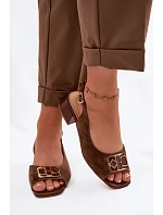 Elegantné sandále na podpätku z prírodného semišu D&A CE61-3127 Brown Elegantné sandále na podpätku z prírodného semišu D&A CE61-3127 Brown