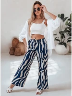 Dámske pruhované nohavice so širokými nohavicami ZEBRAVIBE navy blue and beige FashionStreet UY2654