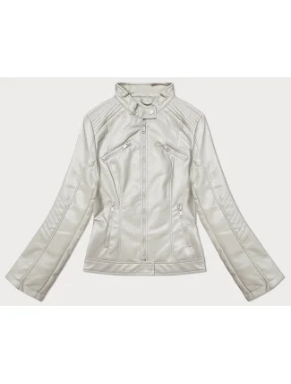 Svetlo béžová dámska bunda z ekokože so stojacím golierom J Style (11Z8131) Svetlo béžová dámska bunda z ekokože so stojacím golierom J Style (11Z8131)