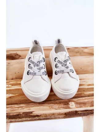 Dziecięce Skórzane Trampki BIG STAR KK374058 Białe