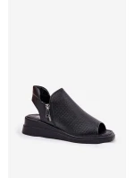 Sandały Damskie Na Koturnie Czarne Mevinette