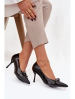 Lakované lodičky s mašlí Černé Janisse