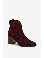 Dámské perforované kotníkové boty Vinceza 58640 Čokoládové