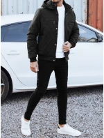 Pánska prechodná prešívaná bunda s kapucňou čierna FashionStreet TX5037