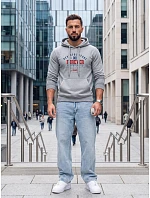 Pánska mikina s kapucňou a vreckom na hrudi s potlačou, svetlošedá, FashionStreet NX5150BX Pánska mikina s kapucňou a vreckom na hrudi s potlačou, svetlošedá, FashionStreet NX5150BX