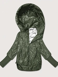 Dámska tenká bunda s pletenými manžetami Goodlookin v khaki farbe (B8575/B6099-11)