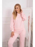 Tepláková súprava s kapucňou púdrovo ružová