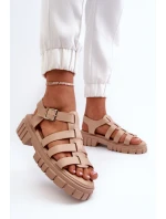 Sandały Rzymianki Damskie Beżowe Rosarose