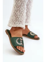 Damskie Płaskie Klapki Z Cekinami S.Barski KV27-052 Zielone