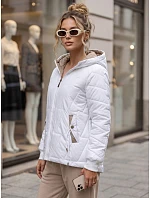 Dámska prešívaná prechodná bunda s kapucňou, biela, FashionStreet TY5781 Dámska prešívaná prechodná bunda s kapucňou, biela, FashionStreet TY5781