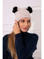 Fleecová čiapka 2 brmbolce K291 béžová