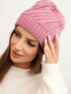 Dámska zimná vlnená čiapka K441 tmavoružová