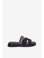 Skórzane Klapki Damskie Z Rzepem Panterka Vinceza 66769 Czarne