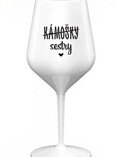 Fľaše - SISTERS - biely nerozbitný pohár na víno 470 ml