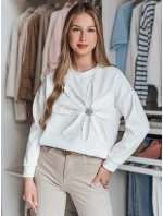 Dámska oversize blúzka s kvetom PETITKA ecru FashionStreet BY1387
