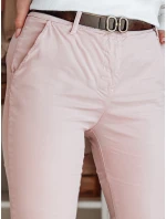 Dámske nohavice chinos s opaskom LINESKA ružová FashionStreet UY2630