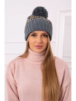 Dámska čiapka Ellen s brmbolcom K325 tmavo šedá + žltá Dámska čiapka Ellen s brmbolcom K325 tmavo šedá + žltá