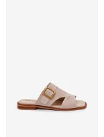 Dámske semišové topánky na plochom podpätku s prackou Big Star TT274476 Beige Dámske semišové topánky na plochom podpätku s prackou Big Star TT274476 Beige