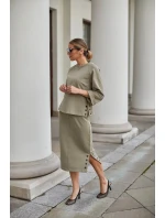 Sukňa a blúzka M329 model 159545 khaki - La Aurora Sukňa a blúzka M329 model 159545 khaki - La Aurora