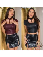 Sexi tričko Wet look 94901 fialové - KouCla Sexi tričko Wet look 94901 fialové - KouCla