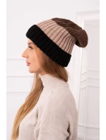 Bojana fleecová čiapka K265 black+beige+cappuccino