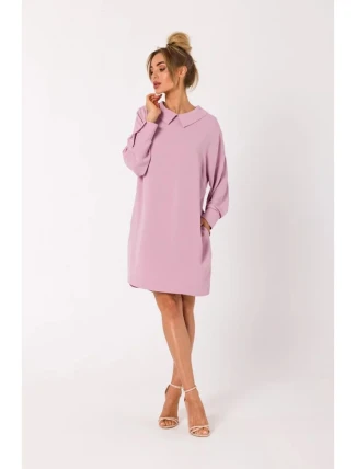 Dámske košeľové šaty M740 Powder pink - MOE