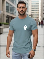 Pánske bavlnené tričko s minimalistickou petrolejovou potlačou FashionStreet NX5090R Pánske bavlnené tričko s minimalistickou petrolejovou potlačou FashionStreet NX5090R