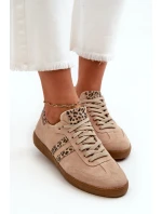 Zazoo N1068 Zamszowe Niskie Sneakersy Damskie Beżowe