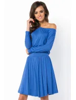 Letné šaty dámske vo voľnom strihu značkovej stredne dlhé modré - Modrá - Makadamové Letné šaty dámske vo voľnom strihu značkovej stredne dlhé modré - Modrá - Makadamové