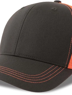 Atlantis Headwear Sonic-S 6-panelová truckerová čiapka 33.0259 tmavošedá/oranžová fluo