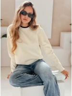 Dámsky základný sveter DARMILA ecru FashionStreet MY2506 Dámsky základný sveter DARMILA ecru FashionStreet MY2506