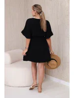 Mušelínové šaty s čiernym pásom