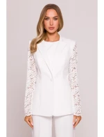 M865 Sako s čipkovanými panelmi a jedným gombíkom - ecru