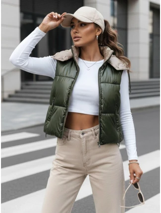 Dámska prešívaná vesta OSHE zelená FashionStreet TY3704