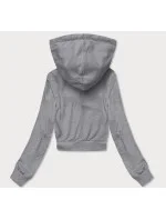 Svetlosivá krátka tepláková mikina s kapucňou (8B939-2)