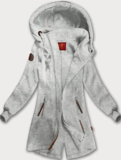 Dámska dlhá mikina s kapucňou svetlo sivá (AMG-675/2)