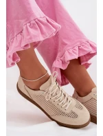 Kožené semišové dámské tenisky s síťovinou Zazoo N1142 Béžové