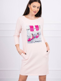 Šaty s 3D grafikou s kubickými zirkónmi v ružovej farbe
