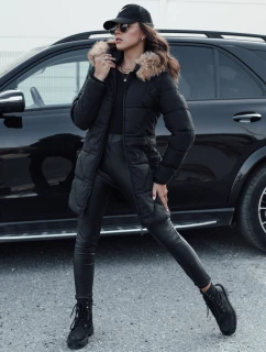 Dámska prešívaná bunda s kožušinou čierna FashionStreet TY4577
