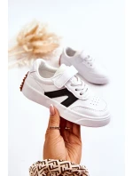 Dziecięce Skórzane Niskie Buty Sportowe Biało-Czarne Jessie