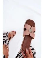 Płaskie Klapki Z Wycięciami I Ozdobą Brudny Róż Bohalis