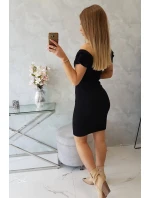 Pruhované volánikové šaty čierne Pruhované volánikové šaty čierne