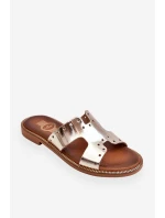 Zazoo 40326 Damskie Klapki Z Ozdobnymi Wycięciami Złote