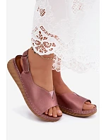 Sandále z pravej kože na platforme Maciejka L7633-25 rose gold