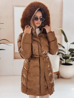 Dámska zimná bunda CASSERIE prešívaná s kapucňou káva FashionStreet TY4925