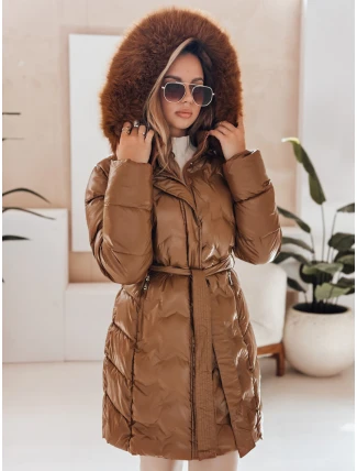 Dámska zimná bunda CASSERIE prešívaná s kapucňou káva FashionStreet TY4925