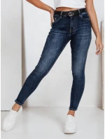 Dámske skinny džínsy námornícka modrá FashionStreet UY2789