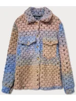 Svetlo modro-béžová dámska košeľová bunda s golierom (2453) Svetlo modro-béžová dámska košeľová bunda s golierom (2453)